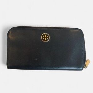 Tory Burch Black Wallet with Gold Logo